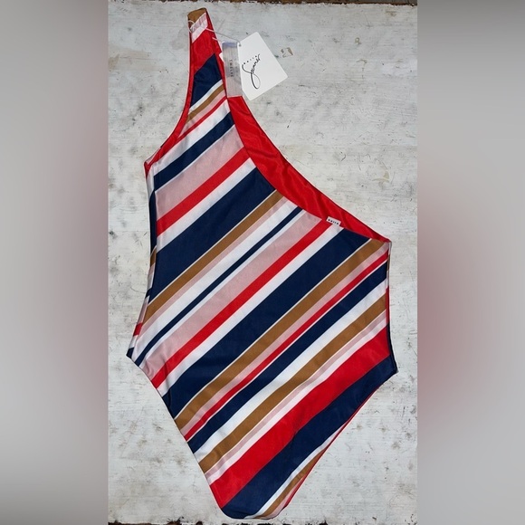 BAlIA Monaco wrapsuit one shoulder striped body piece swimsuit NWT | size 12 - Picture 7 of 9